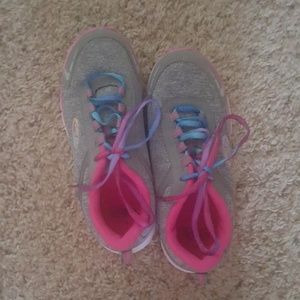 Girls comfortable grey shoes with rainbow laces